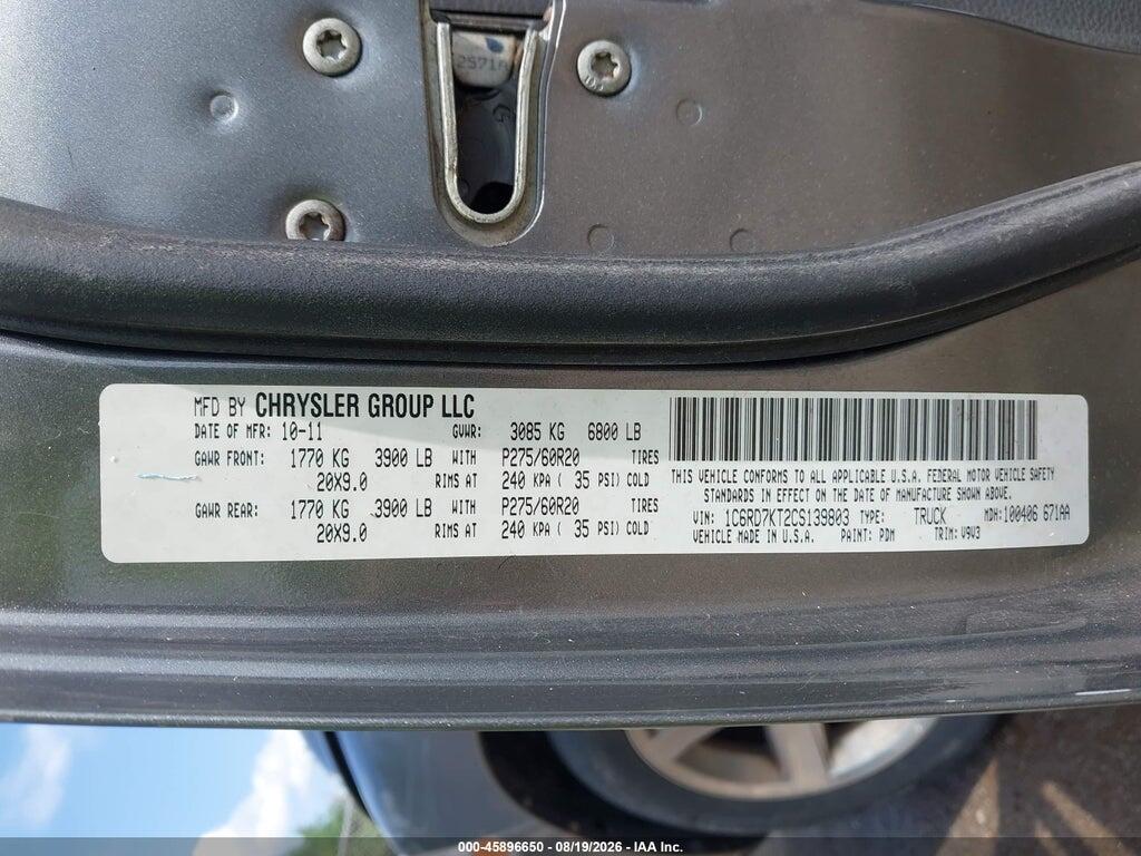 1C6RD7KT2CS139803 2012 RAM 1500 photo no. 9