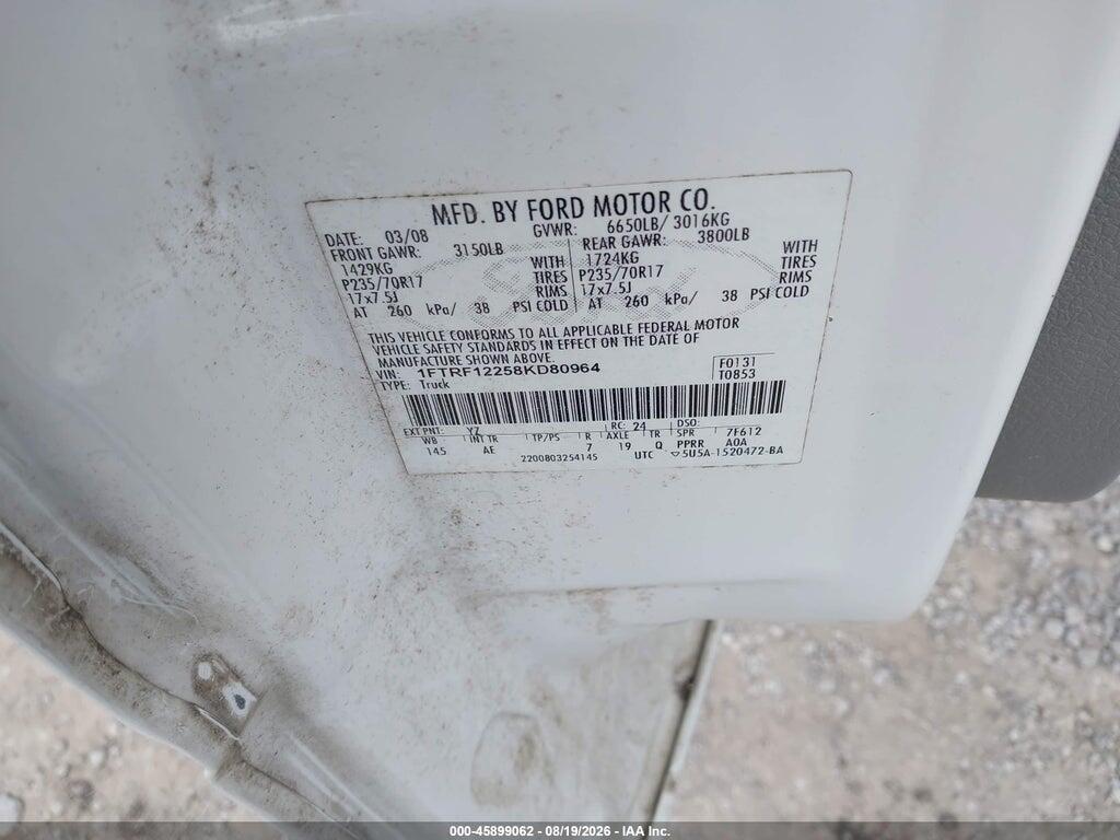 1FTRF12258KD80964 2008 FORD F-150 photo no. 9