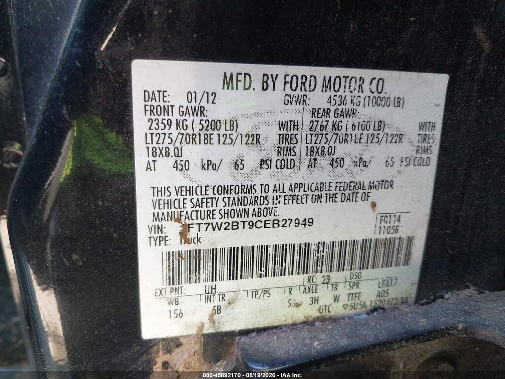 1FT7W2BT9CEB27949 2012 FORD F-250 photo no. 9