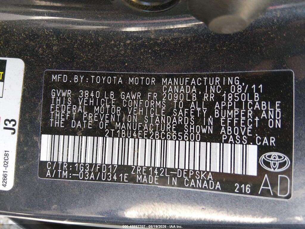 2T1BU4EE2BC665600 2011 TOYOTA COROLLA photo no. 9