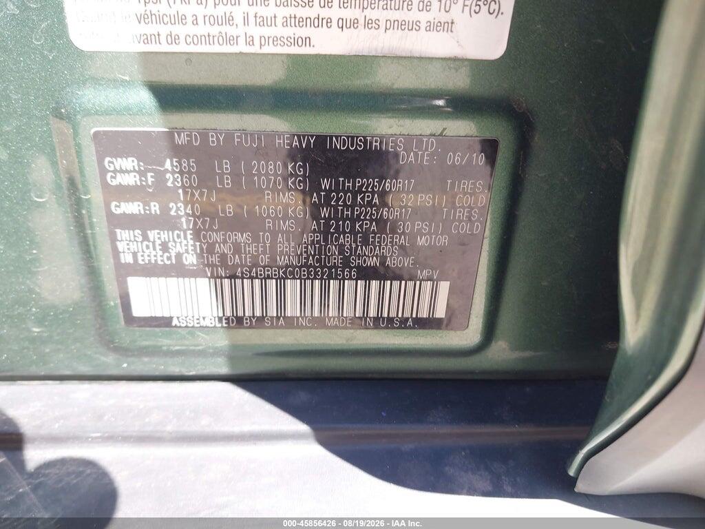4S4BRBKC0B3321566 2011 SUBARU OUTBACK photo no. 9