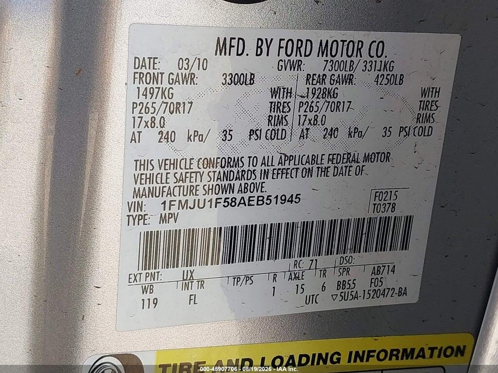 1FMJU1F58AEB51945 2010 FORD EXPEDITION photo no. 9