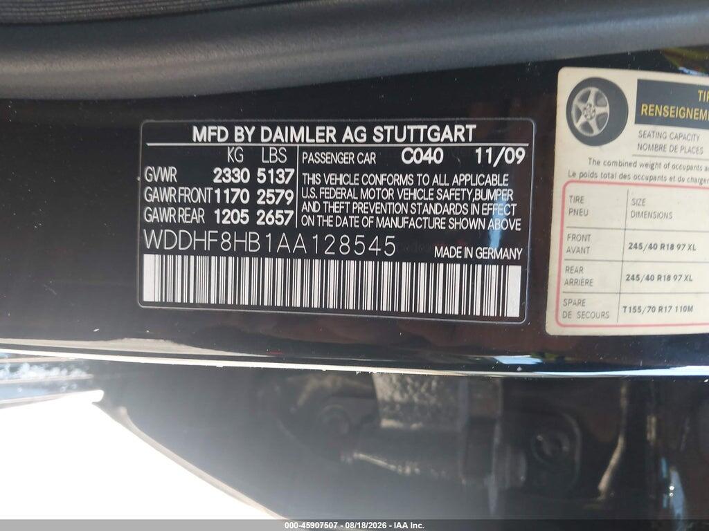 WDDHF8HB1AA128545 2010 MERCEDES-BENZ E 350 photo no. 9