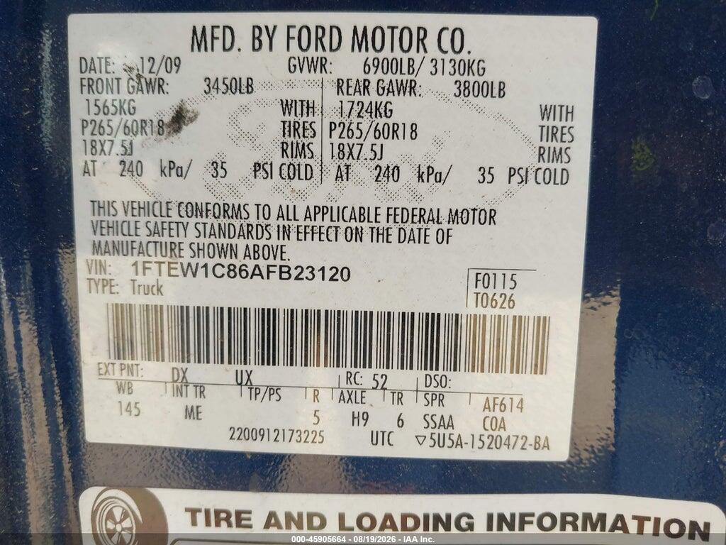 1FTEW1C86AFB23120 2010 FORD F-150 photo no. 9