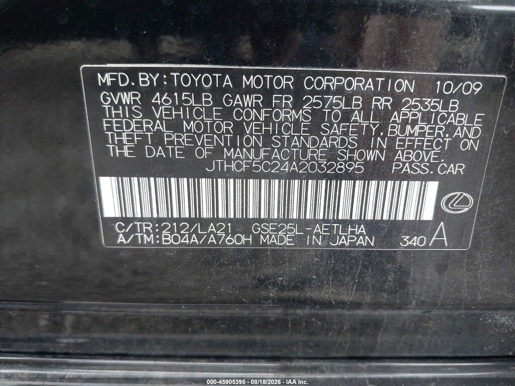 JTHCF5C24A2032895 2010 LEXUS IS 250 photo no. 9