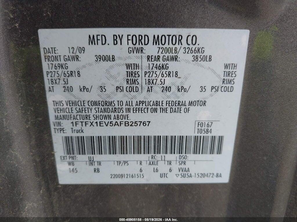 1FTFX1EV5AFB25767 2010 FORD F-150 photo no. 9