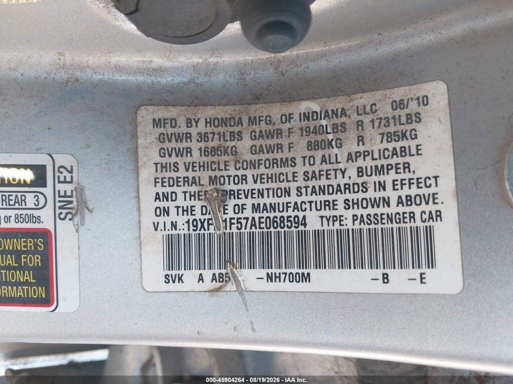 19XFA1F57AE068594 2010 HONDA CIVIC photo no. 9