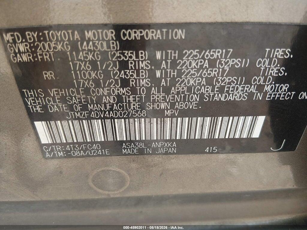 JTMZF4DV4AD027568 2010 TOYOTA RAV4 photo no. 9