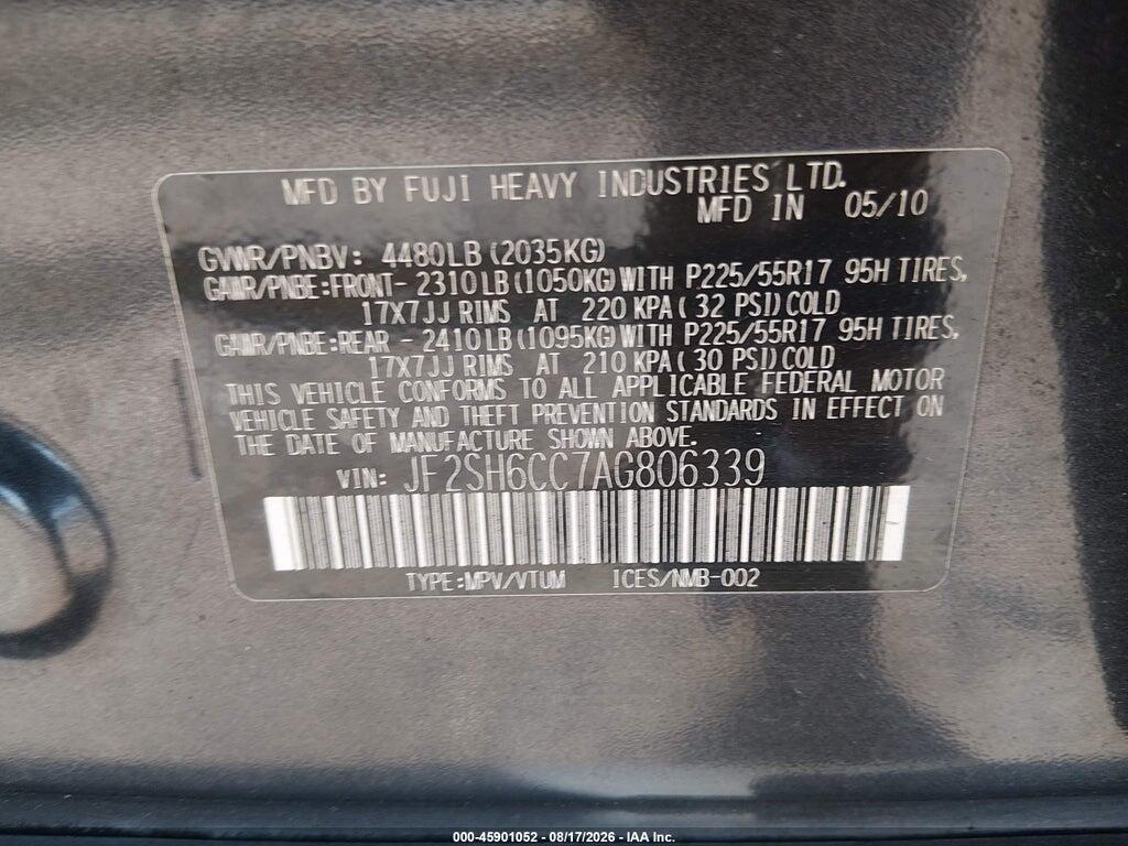 JF2SH6CC7AG806339 2010 SUBARU FORESTER photo no. 9