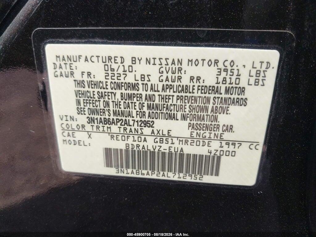 3N1AB6AP2AL712952 2010 NISSAN SENTRA photo no. 9