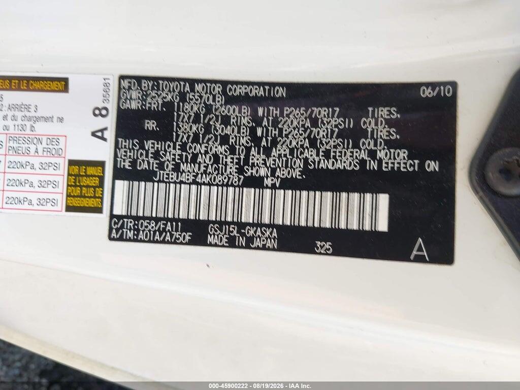 JTEBU4BF4AK089787 2010 TOYOTA FJ CRUISER photo no. 9