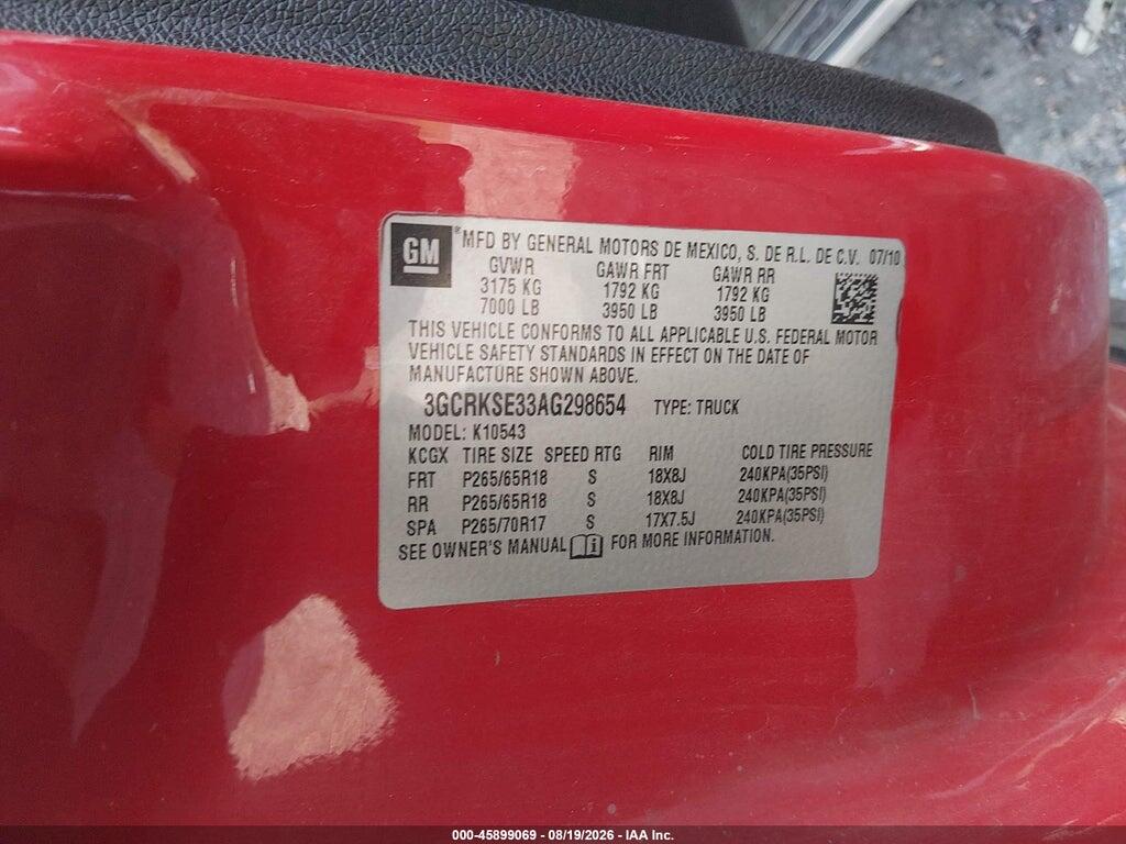 3GCRKSE33AG298654 2010 CHEVROLET SILVERADO 1500 photo no. 9
