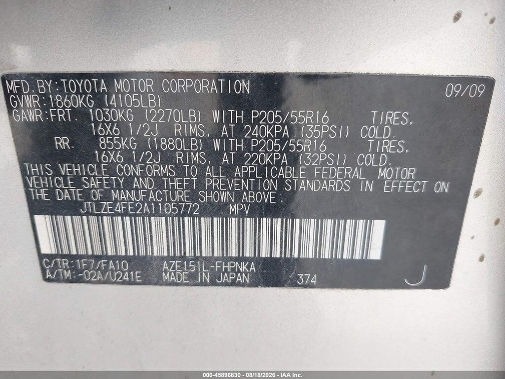 JTLZE4FE2A1105772 2010 SCION XB photo no. 9