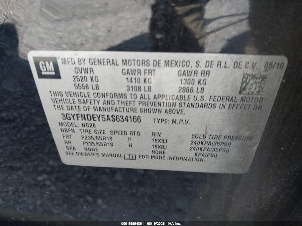 3GYFNDEY5AS634166 2010 CADILLAC SRX photo no. 9