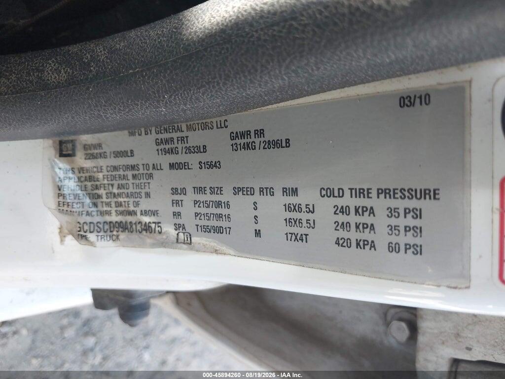 1GCDSCD99A8134675 2010 CHEVROLET COLORADO photo no. 9
