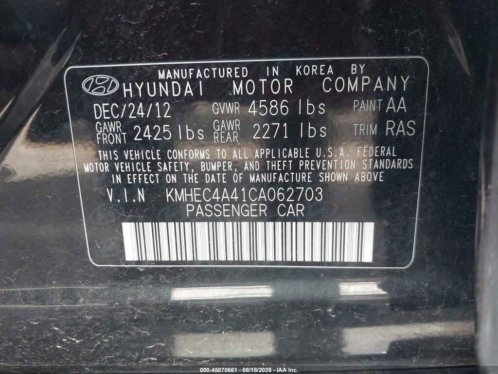KMHEC4A41CA062703 2012 HYUNDAI SONATA HYBRID photo no. 9