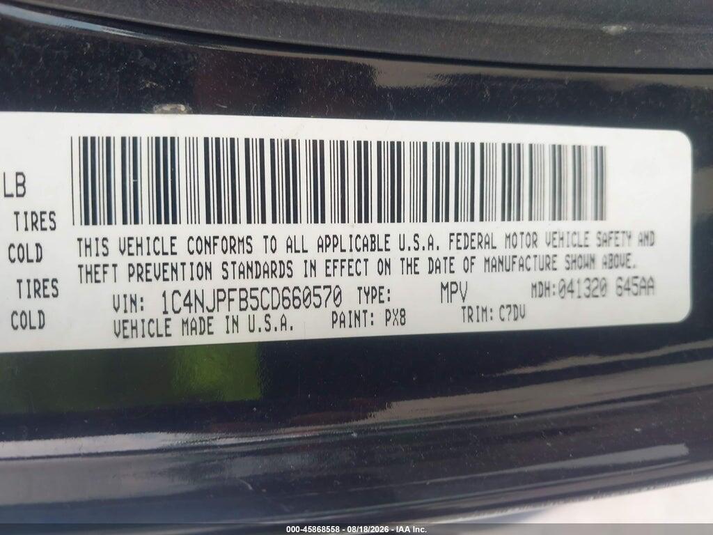 1C4NJPFB5CD660570 2012 JEEP PATRIOT photo no. 9