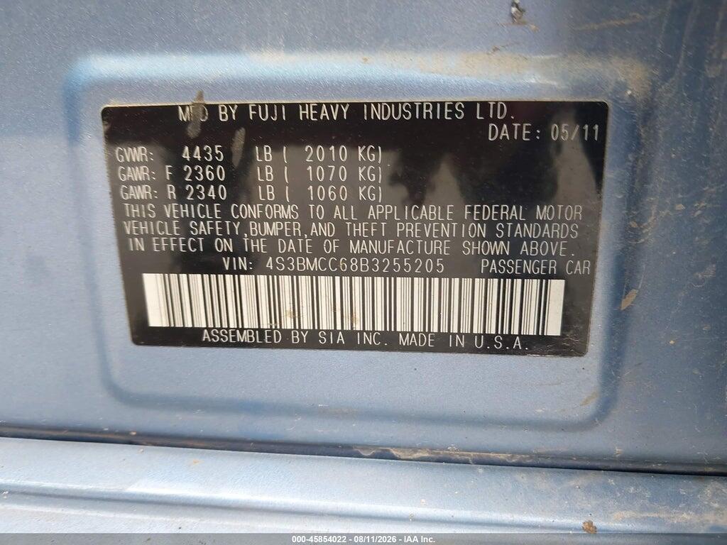 4S3BMCC68B3255205 2011 SUBARU LEGACY photo no. 9