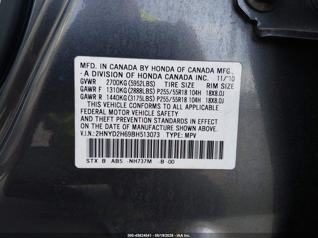 2HNYD2H69BH513073 2011 MDX ACURA photo no. 9