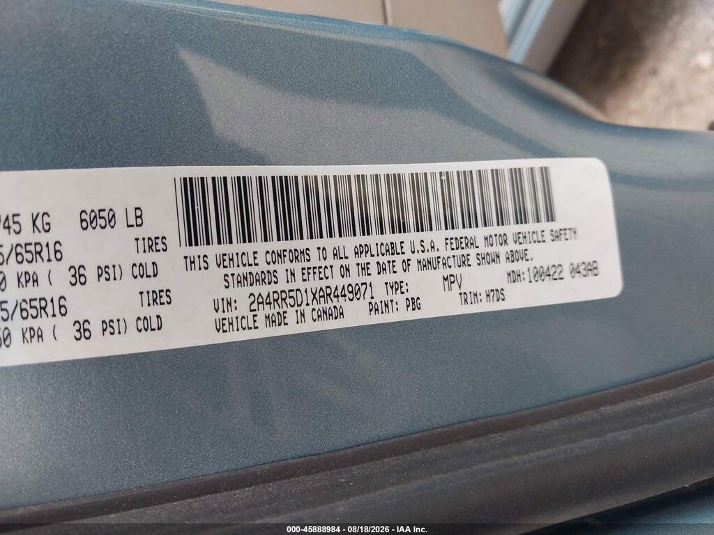 2A4RR5D1XAR449071 2010 CHRYSLER TOWN & COUNTRY photo no. 9