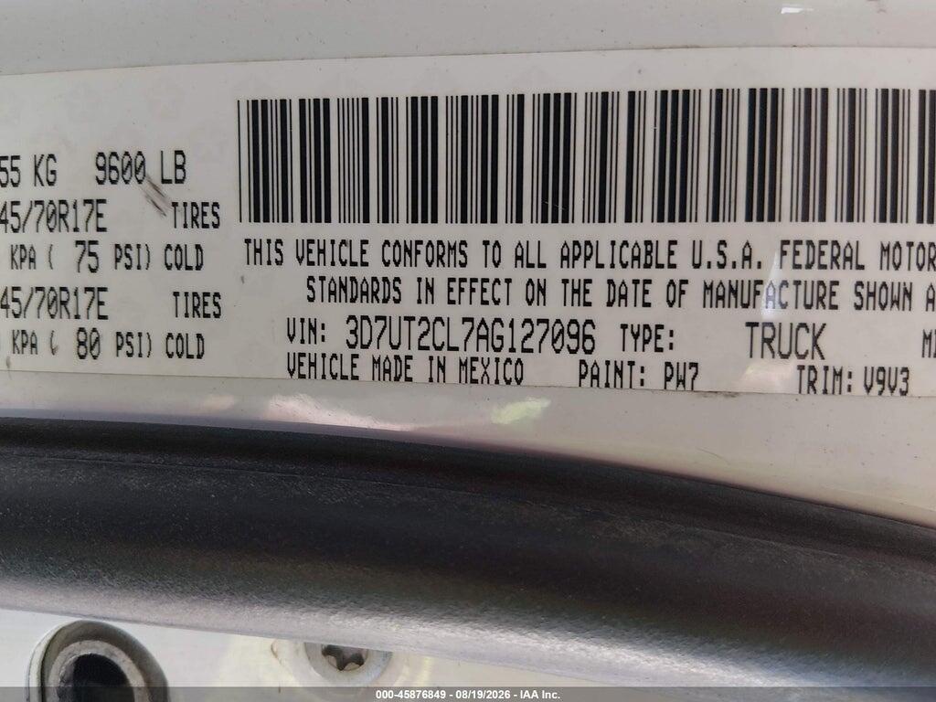 3D7UT2CL7AG127096 2010 DODGE RAM 2500 photo no. 9