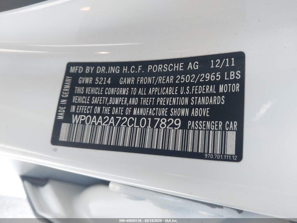 WP0AA2A72CL017829 2012 PORSCHE PANAMERA photo no. 9