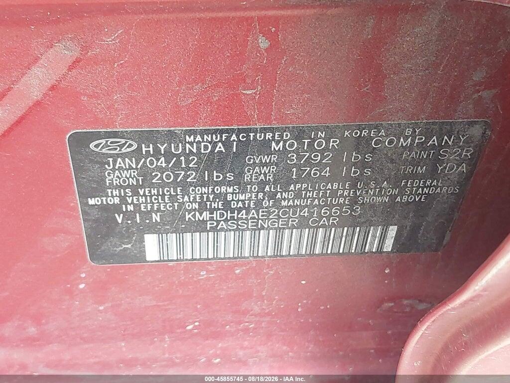 KMHDH4AE2CU416653 2012 HYUNDAI ELANTRA photo no. 9