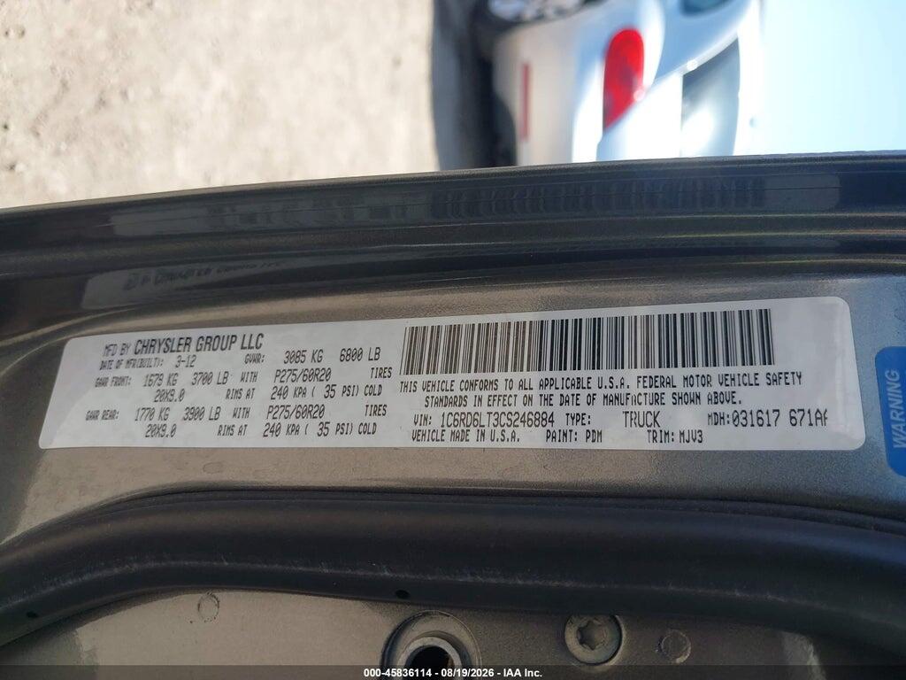 1C6RD6LT3CS246884 2012 RAM 1500 photo no. 9