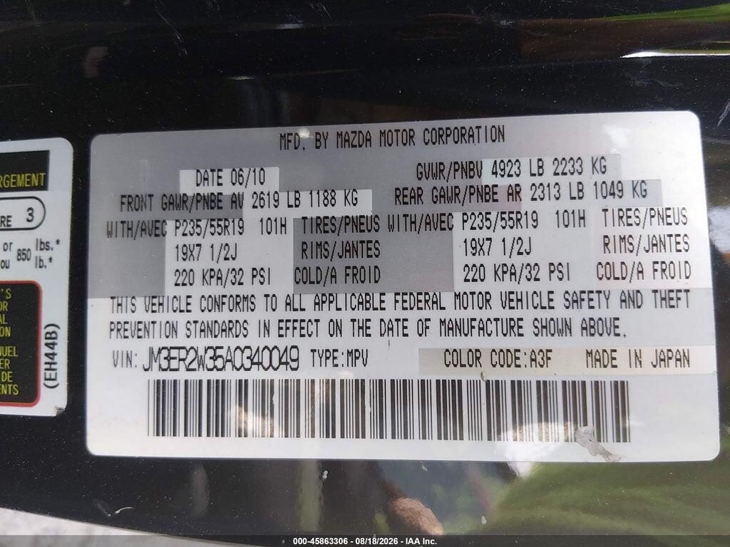 JM3ER2W35A0340049 2010 MAZDA CX-7 photo no. 9