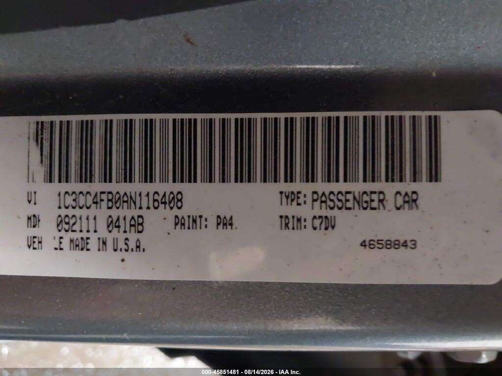 1C3CC4FB0AN116408 2010 CHRYSLER SEBRING photo no. 9