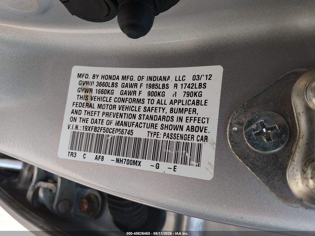 19XFB2F50CE056745 2012 HONDA CIVIC photo no. 9