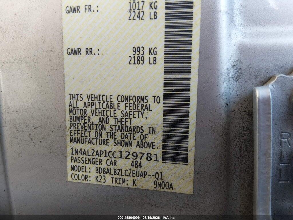 1N4AL2AP1CC129781 2012 NISSAN ALTIMA photo no. 9