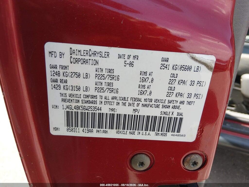 1J4GL48K56W253544 2006 JEEP LIBERTY photo no. 9