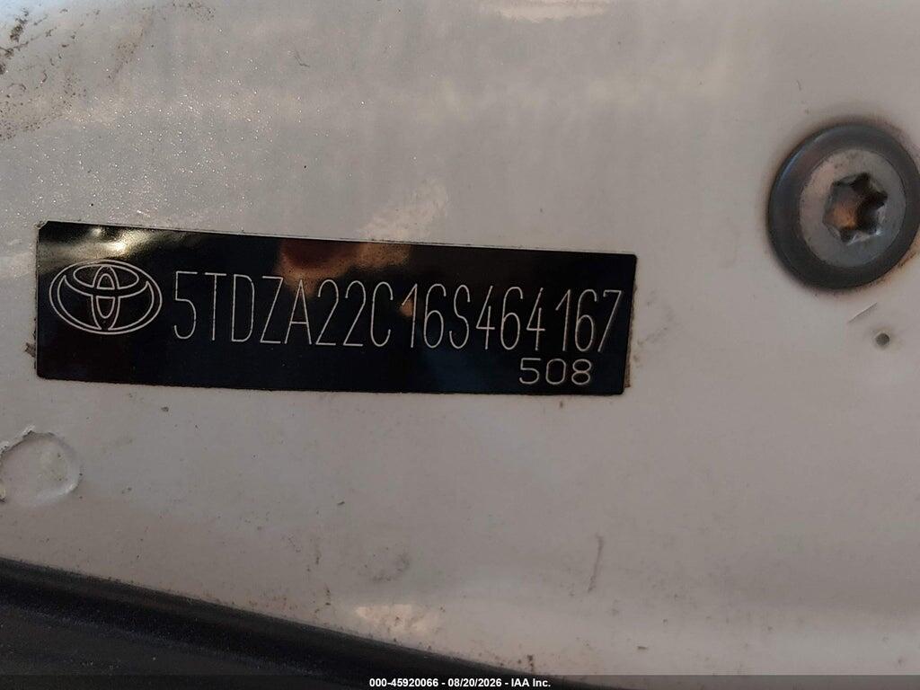5TDZA22C16S464167 2006 TOYOTA SIENNA photo no. 9