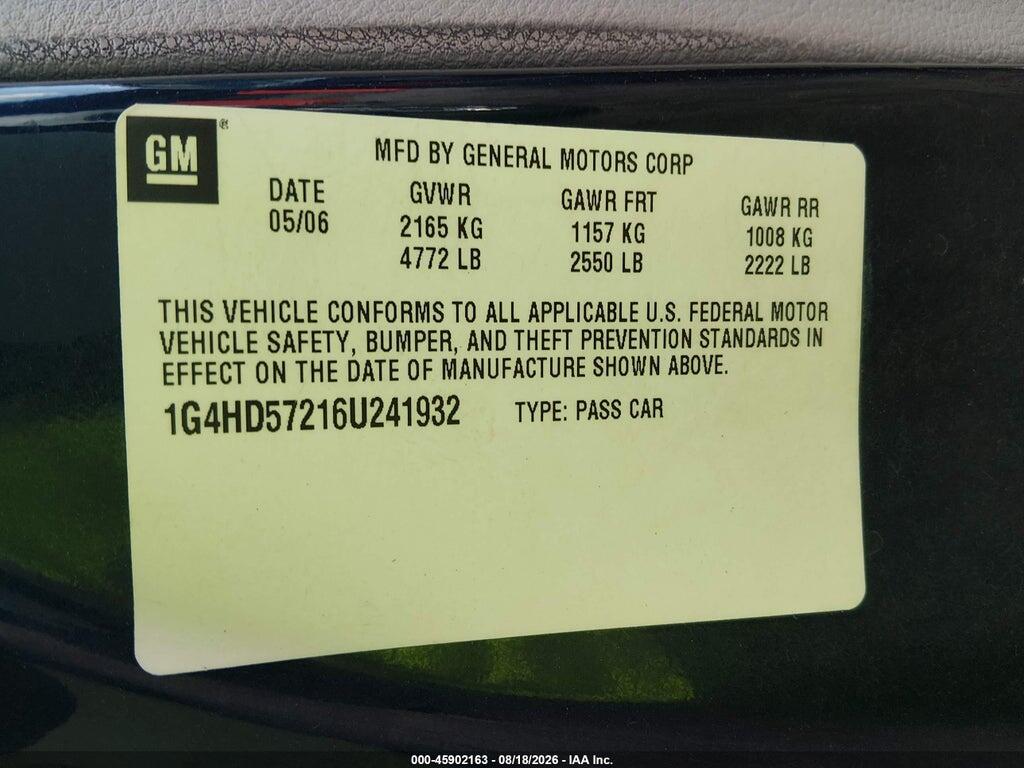 1G4HD57216U241932 2006 BUICK LUCERNE photo no. 9