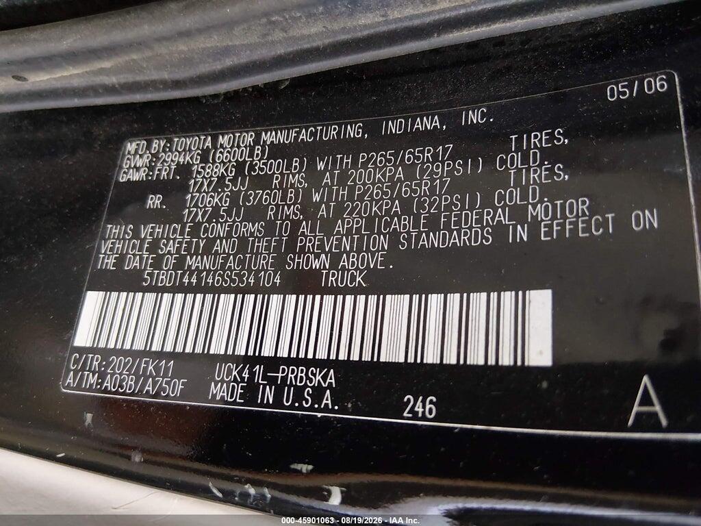 5TBDT44146S534104 2006 TOYOTA TUNDRA photo no. 9