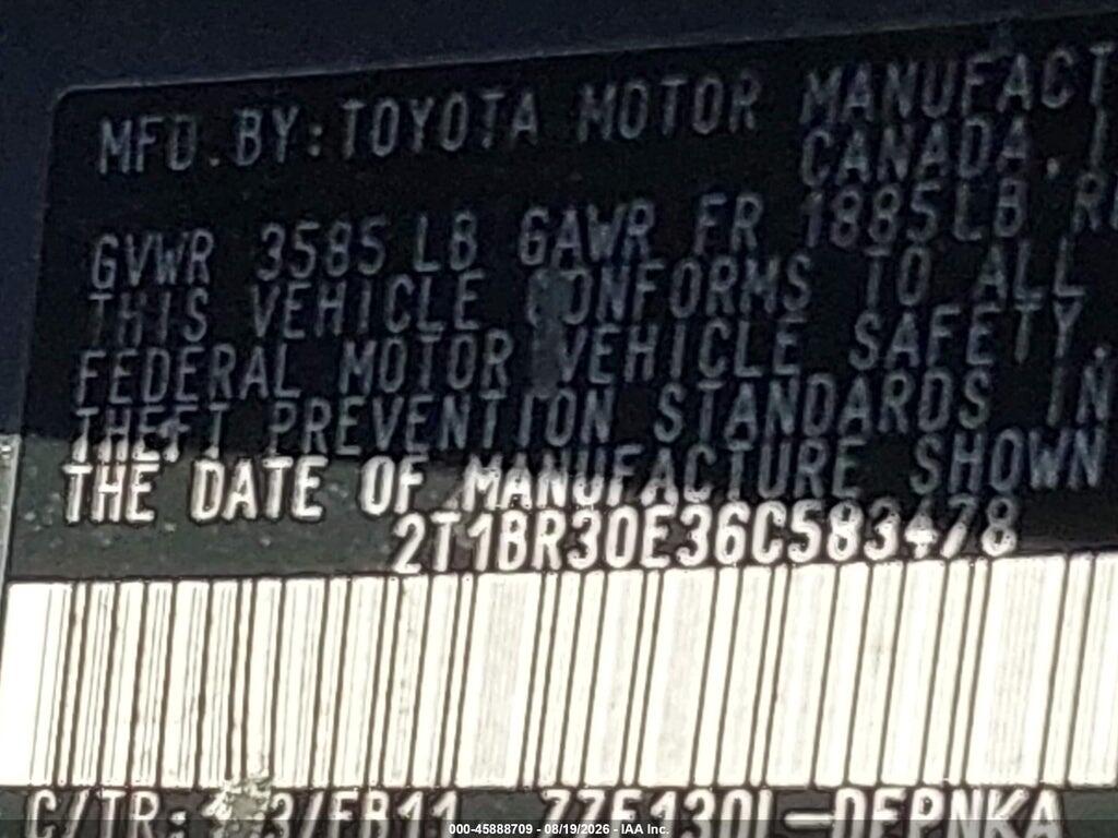 2T1BR30E36C583478 2006 TOYOTA COROLLA photo no. 9