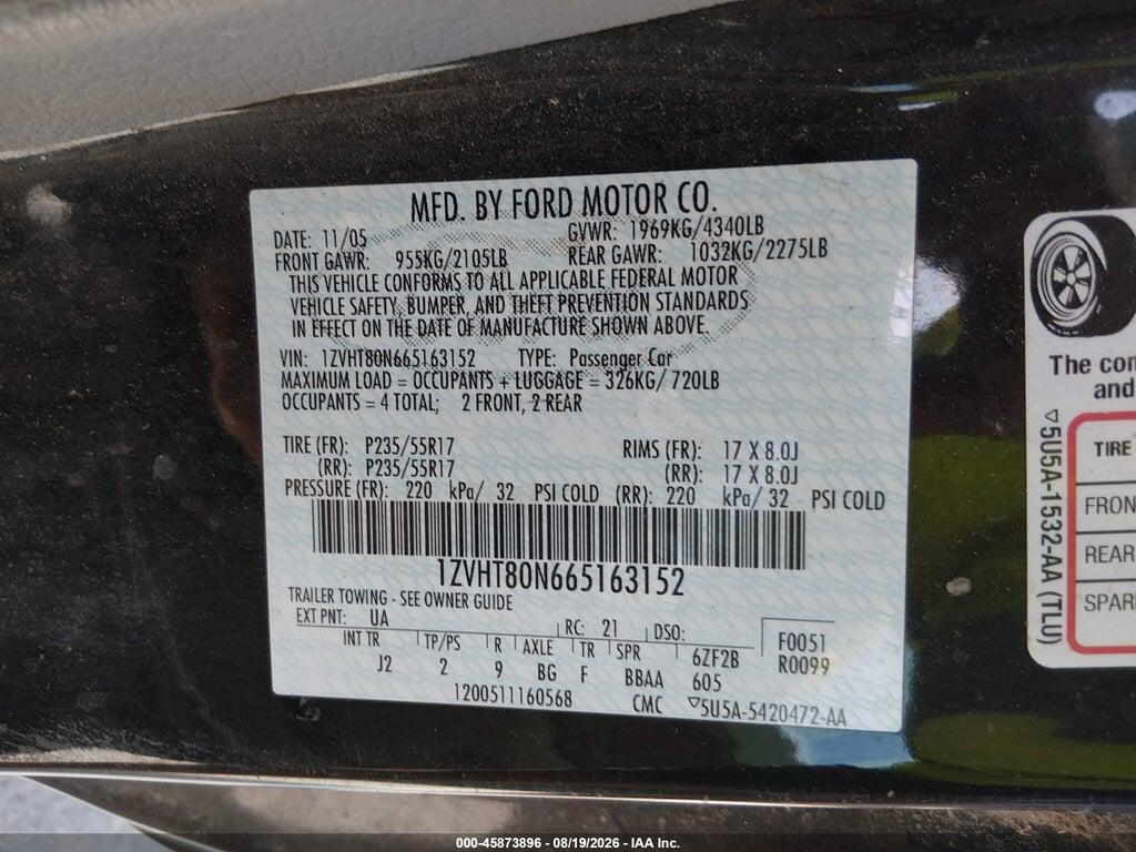 1ZVHT80N665163152 2006 FORD MUSTANG photo no. 9