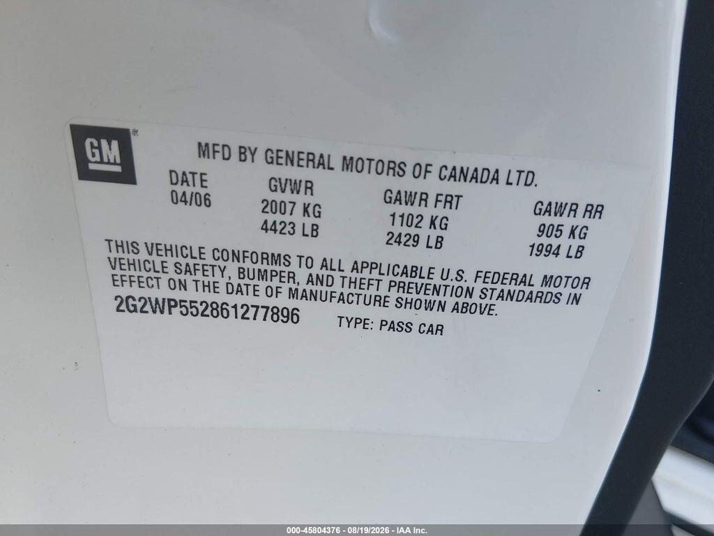 2G2WP552861277896 2006 PONTIAC GRAND PRIX photo no. 9