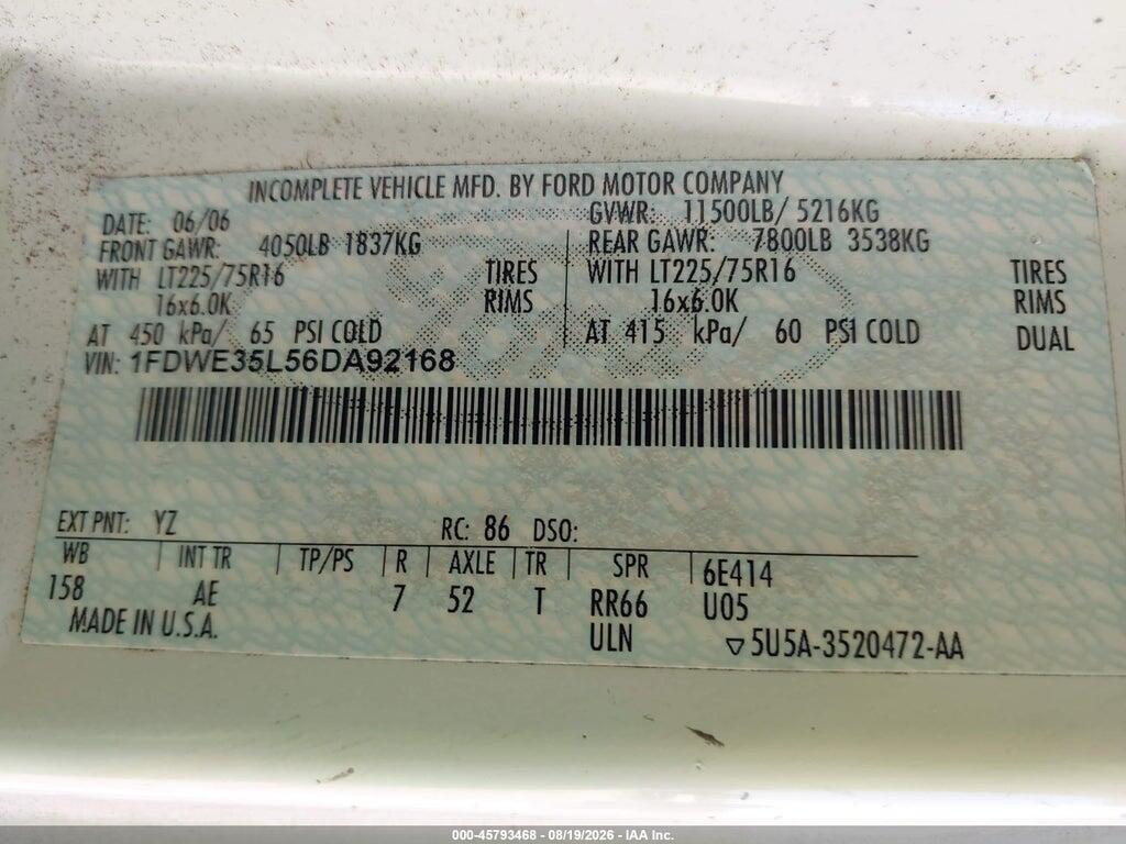 1FDWE35L56DA92168 2006 FORD E-350 CUTAWAY photo no. 8