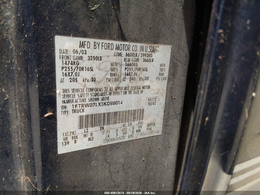 1FTRW07LX3KD88014 2003 FORD F-150 photo no. 9