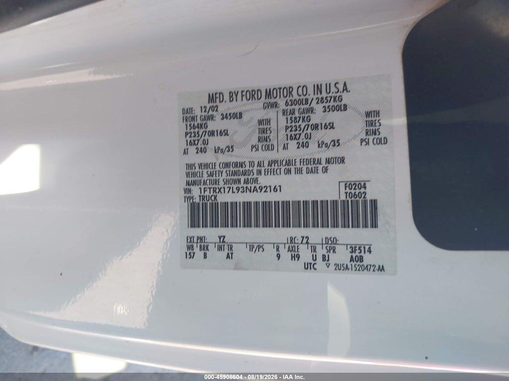 1FTRX17L93NA92161 2003 FORD F-150 photo no. 9