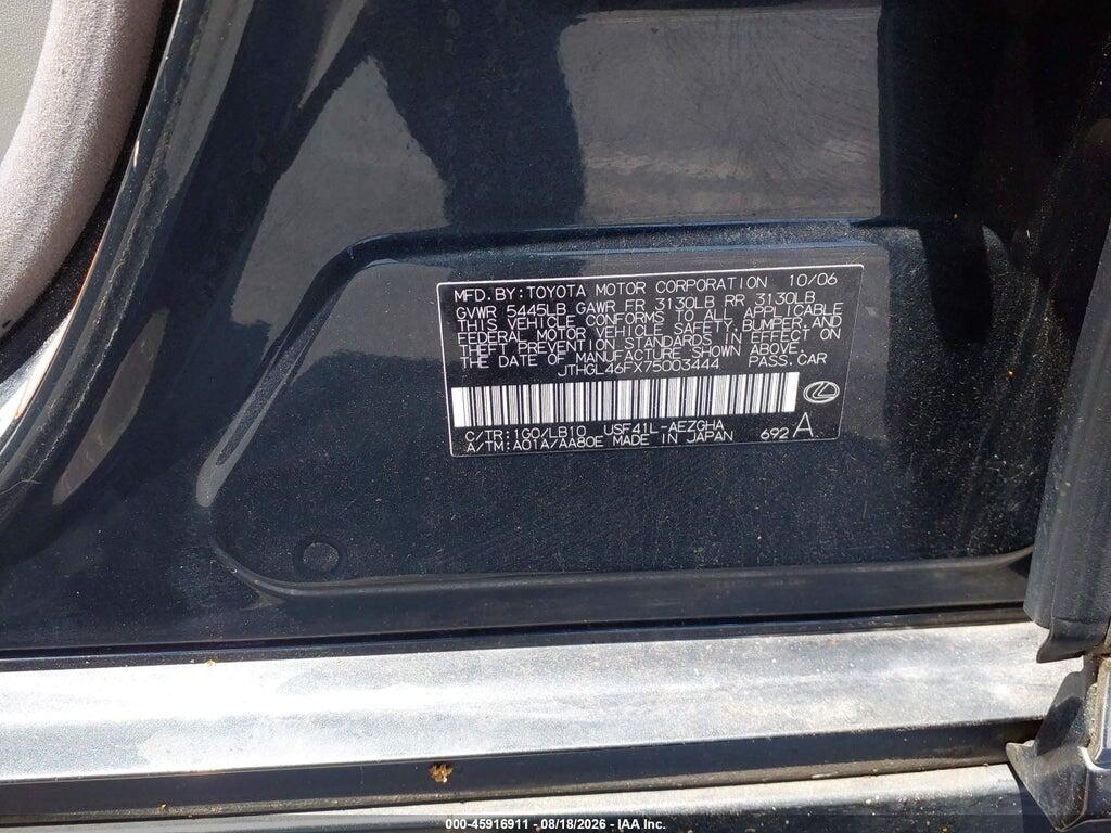 JTHGL46FX75003444 2007 LEXUS LS 460 photo no. 9