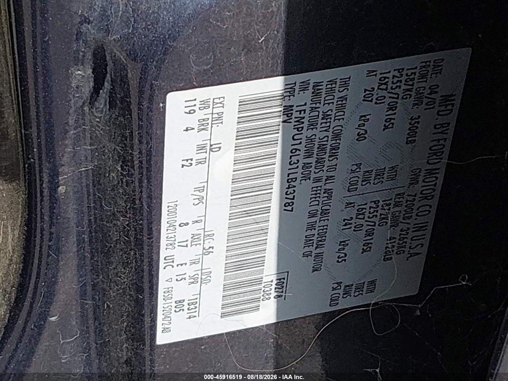 1FMPU16L31LB43787 2001 FORD EXPEDITION photo no. 9