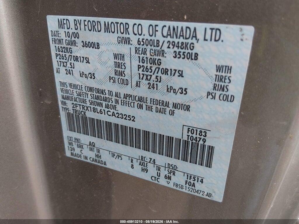 2FTRX18L61CA23252 2001 FORD F-150 photo no. 9
