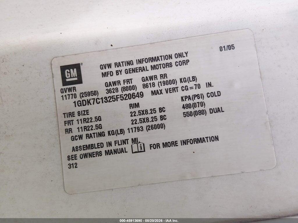 1GDK7C1325F520649 2005 GMC C7500 photo no. 8