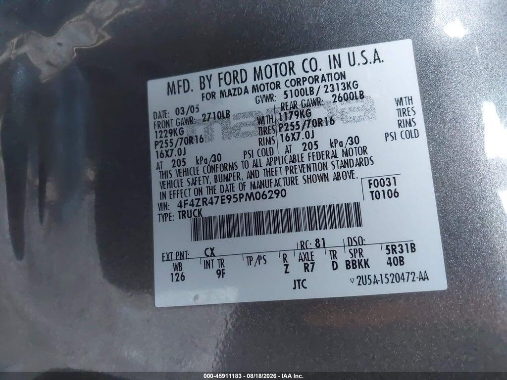4F4ZR47E95PM06290 2005 MAZDA B4000 photo no. 9