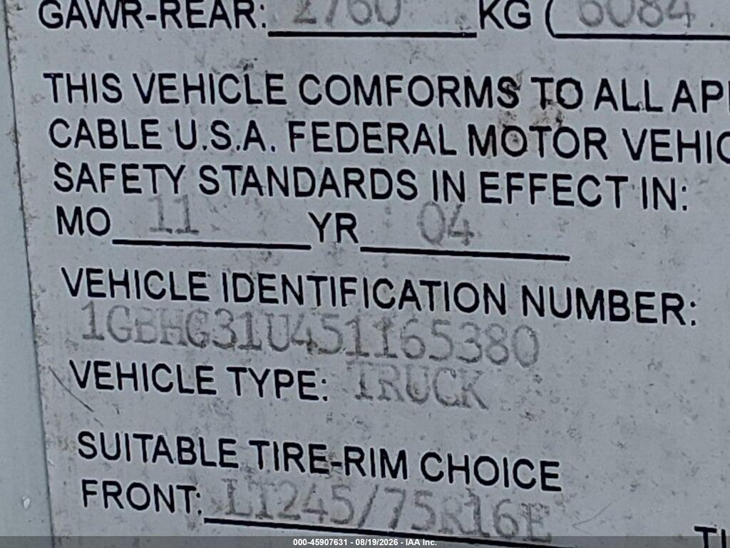 1GBHG31U451165380 2005 CHEVROLET EXPRESS CUTAWAY photo no. 9