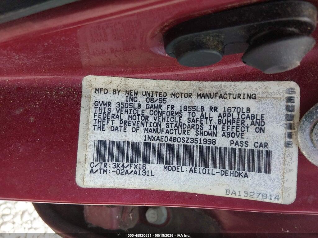 1NXAE04B0SZ351998 1995 TOYOTA COROLLA photo no. 9