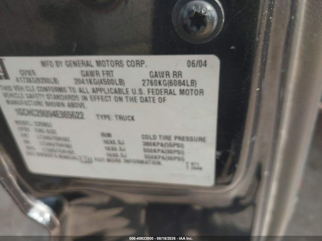 1GCHC29U94E365622 2004 CHEVROLET SILVERADO 2500HD photo no. 9